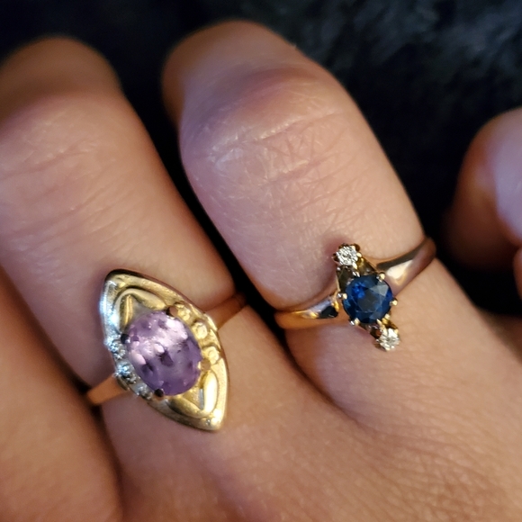 Antique 14K Sapphire and Diamond Ring - Picture 13 of 14